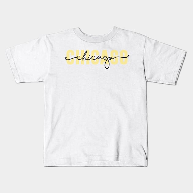 Chicago- Yellow Kids T-Shirt by emilystp23